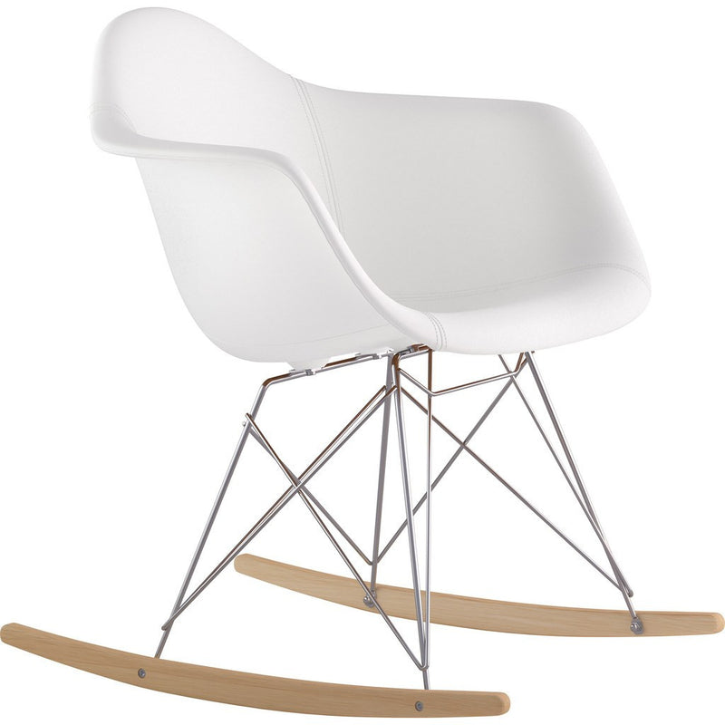 NyeKoncept Mid Century Rocker Chair | Milano White/Nickel 332010RO1