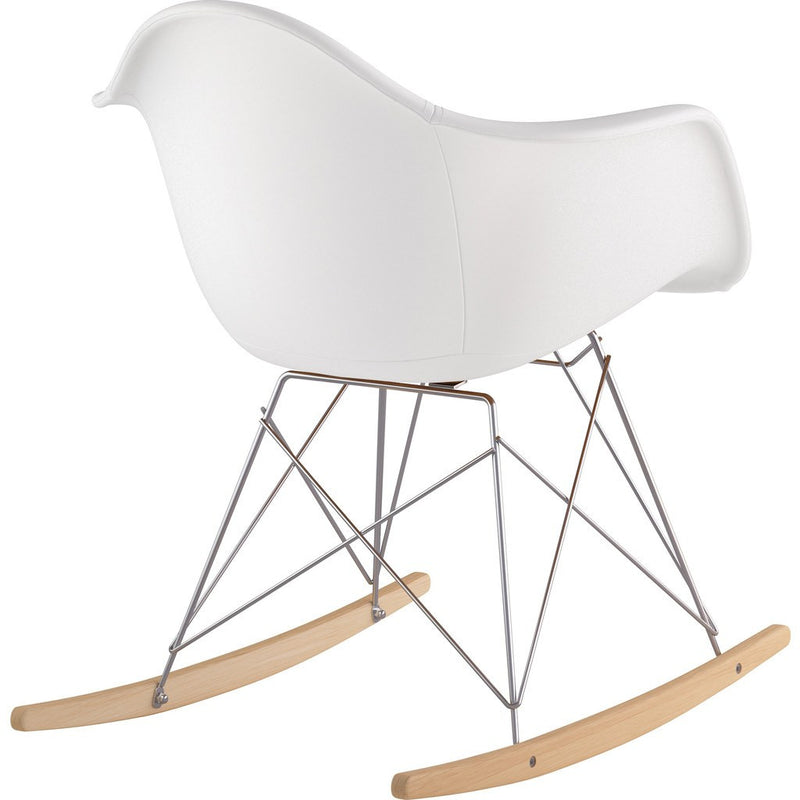 NyeKoncept Mid Century Rocker Chair | Milano White/Nickel 332010RO1