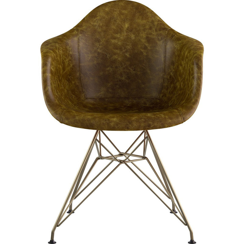 NyeKoncept Mid Century Eiffel Arm Chair | Palermo Olive/Brass 332012EM2