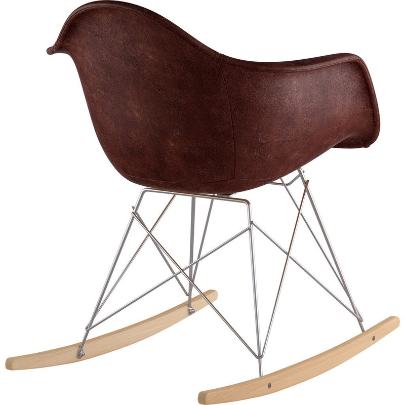 NyeKoncept Mid Century Rocker  Chair | Aged Cognac/Nickel 332014RO1