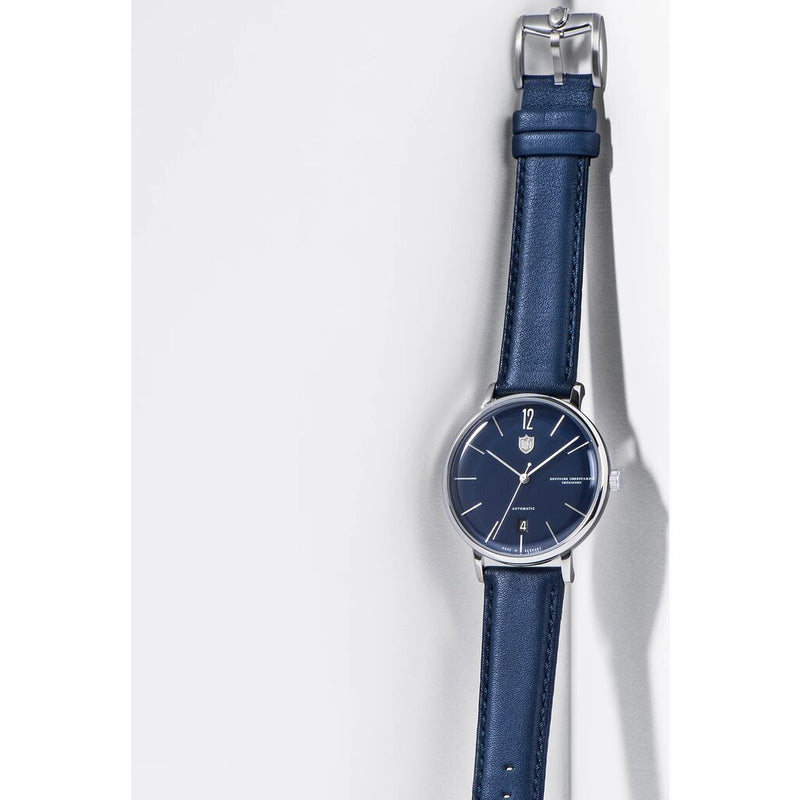 DuFa BREUER AUTOMATIC 38mm Watch | Stainless Steel Blue Dial Blue Band