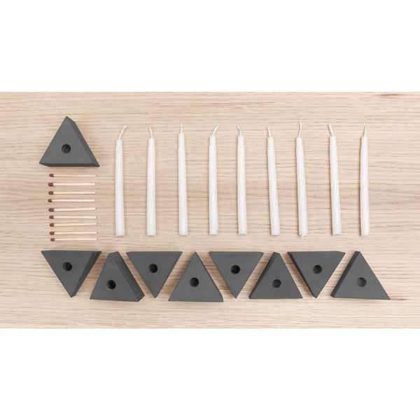 Logifaces Concrete Menorah Puzzle | Dark Grey