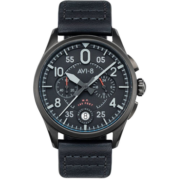 AVI-8 Spitfire AV-4089-03 Lock Slate Black Japanese Meca-Quartz Chronograph Watch | Stainless Steel/Black