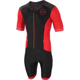 Zone3 Men's Aquaflo Plus Short Sleeve Full Zip Trisuit | Black/Red