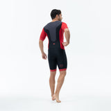 Zone3 Men's Aquaflo Plus Short Sleeve Full Zip Trisuit | Black/Red