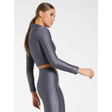 Koral Luca Pebble Long Sleeve Crop Top | Onyx