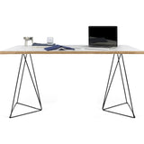 TemaHome Flow Desk | Pure White & Plywood / Black Lacquered Steel 190040-FLOW