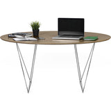 TemaHome Row 150 Round Trestle Dining Table | Walnut / Chrome 9500.053542