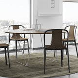 TemaHome Row 150 Round Trestle Dining Table | Walnut / Chrome 9500.053542