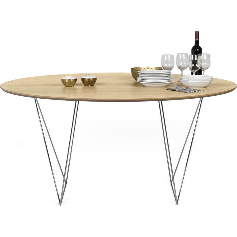 TemaHome Row 150 Round Trestle Dining Table | Oak / Chrome 9500.053573