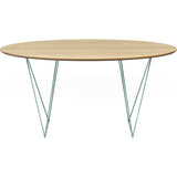 TemaHome Row 150 Round Trestle Dining Table | Oak / Sea Green Steel 9500.05358