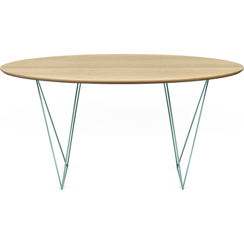 TemaHome Row 150 Round Trestle Dining Table | Oak / Sea Green Steel 9500.05358