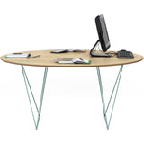 TemaHome Row 150 Round Trestle Dining Table | Oak / Sea Green Steel 9500.05358