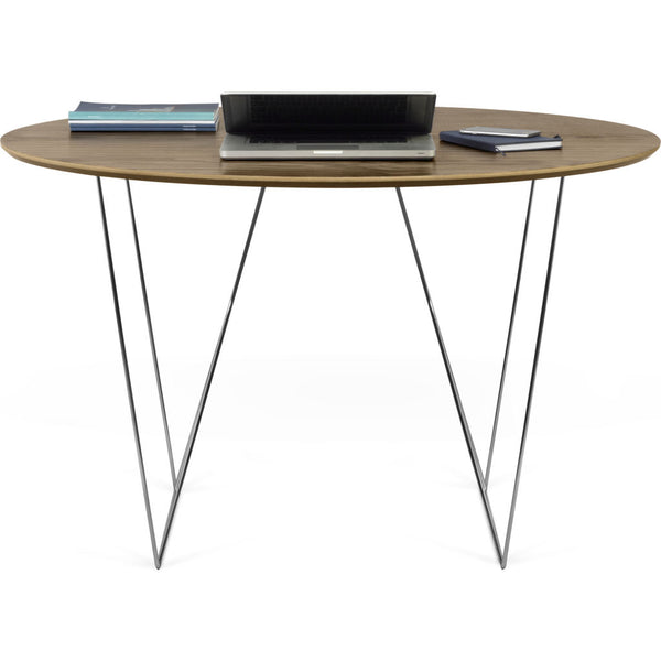 TemaHome Row 120 Round Trestle Dining Table | Walnut / Chrome 9500.053603