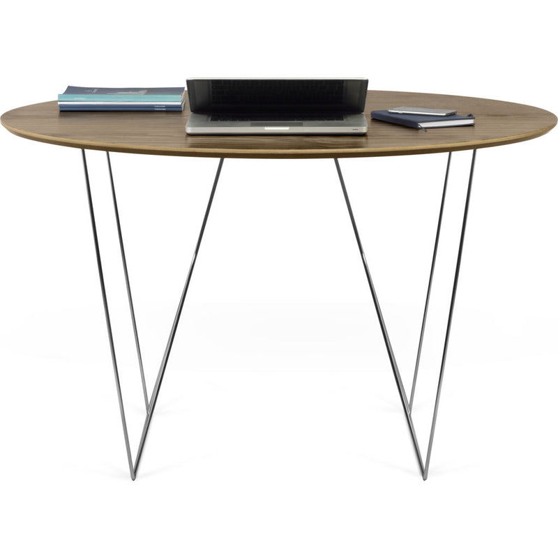 TemaHome Row 120 Round Trestle Dining Table | Walnut / Chrome 9500.053603