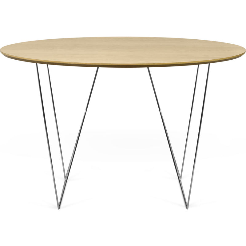 TemaHome Row 120 Round Trestle Dining Table | Oak / Chrome 9500.053634