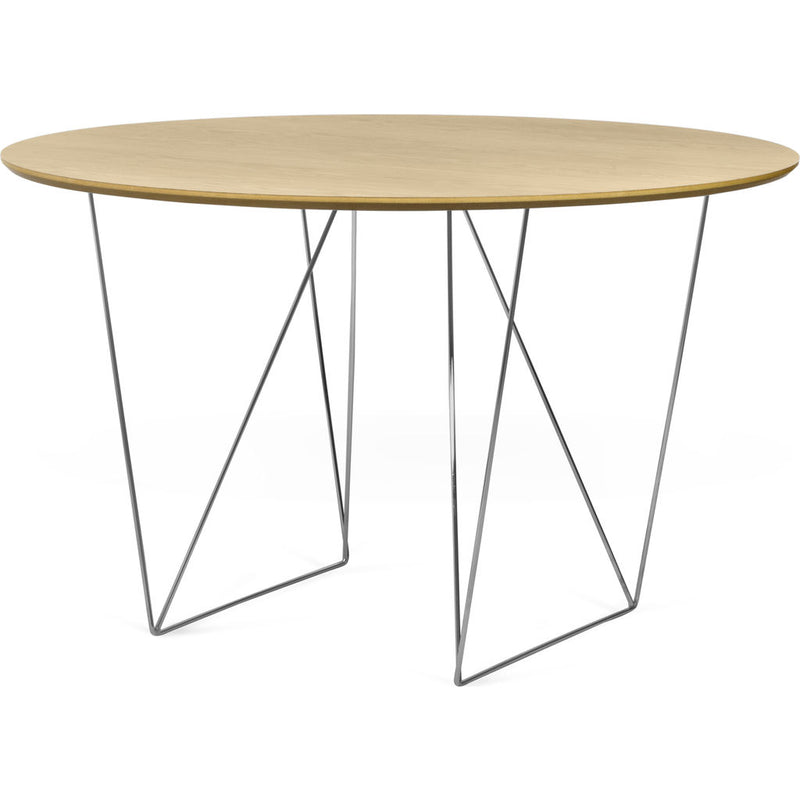 TemaHome Row 120 Round Trestle Dining Table | Oak / Chrome 9500.053634