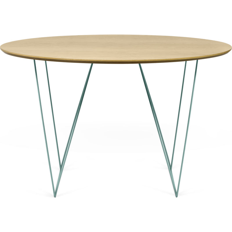 TemaHome Row 120 Round Trestle Dining Table | Oak / Sea Green Steel 9500.053641