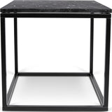 TemaHome Prairie 20X20 Marble End Table | Black Marble Top / Black Lacquered Steel Legs 059042-PRAIRIE20MAR