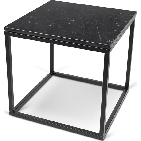 TemaHome Prairie 20X20 Marble End Table | Black Marble Top / Black Lacquered Steel Legs 059042-PRAIRIE20MAR