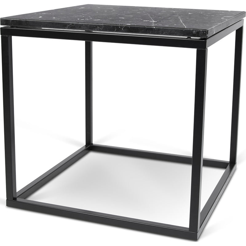 TemaHome Prairie 20X20 Marble End Table | Black Marble Top / Black Lacquered Steel Legs 059042-PRAIRIE20MAR