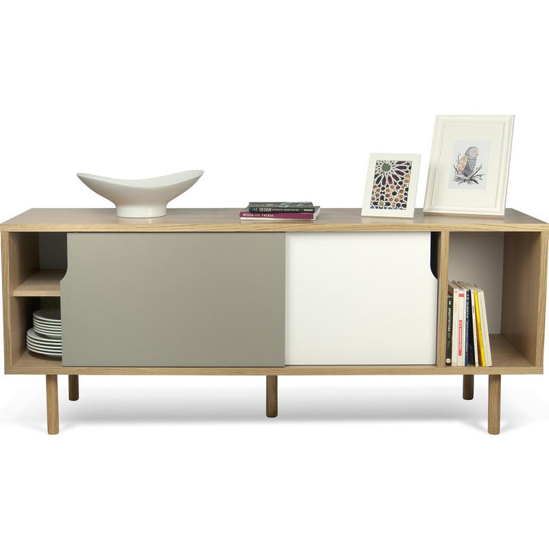 TemaHome Dann Sideboard | Oak Frame, Pure White/Matte Grey Doors, Oak Feet 163011-DANN