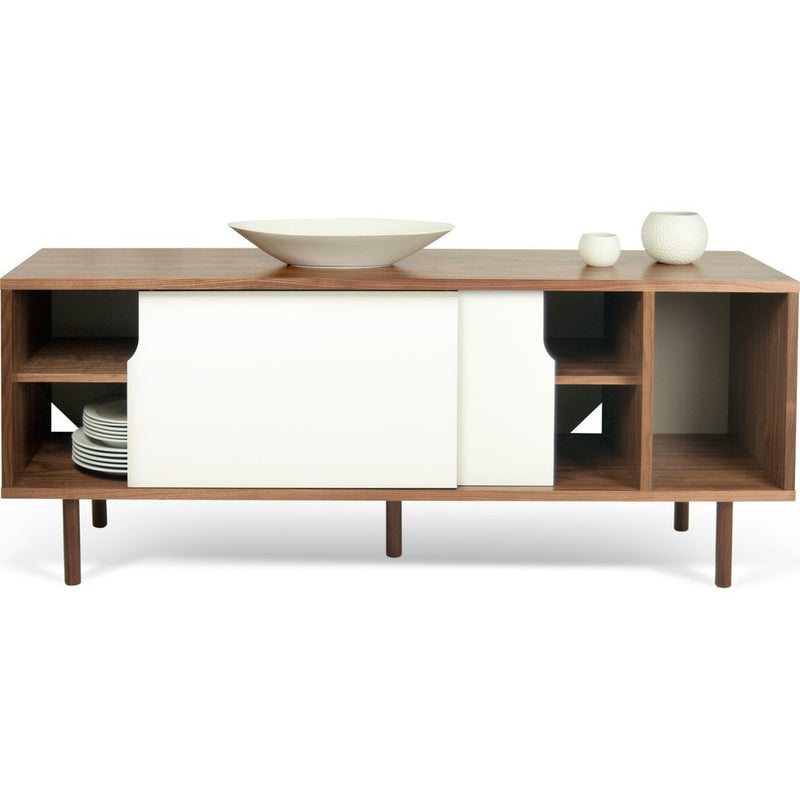 TemaHome Dann Sideboard | Walnut Frame, Pure White Doors, Walnut Feet 163011-DANN