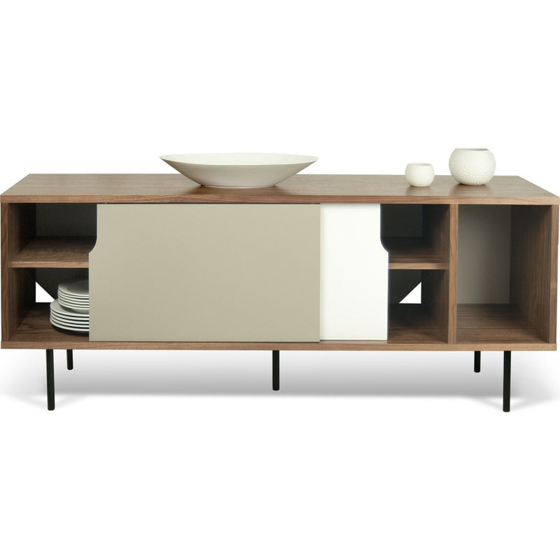 TemaHome Dann Sideboard | Walnut Frame, Pure White/Matte Grey Doors, Black Lacquered Steel Feet 163011-DANN