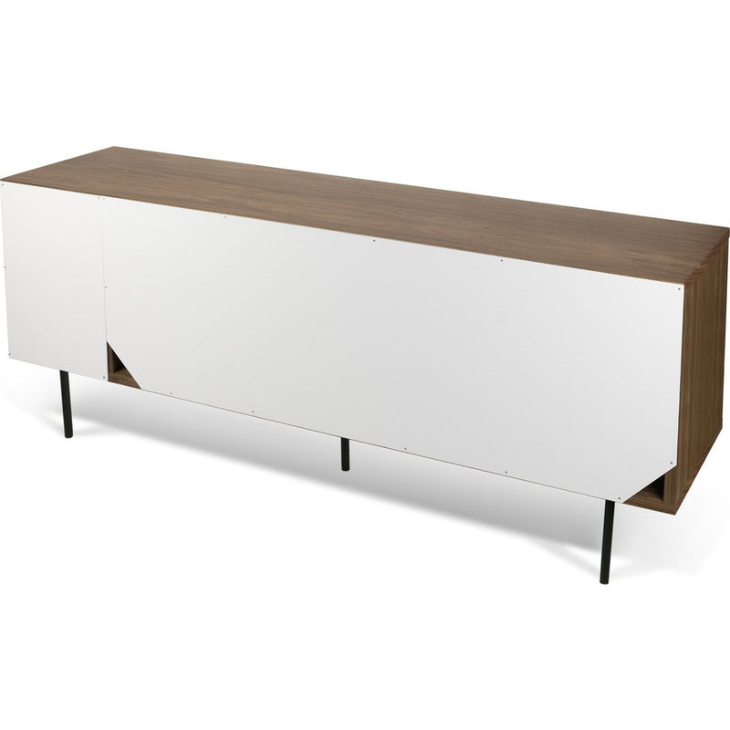 TemaHome Dann Sideboard | Walnut Frame, Pure White/Matte Grey Doors, Black Lacquered Steel Feet 163011-DANN