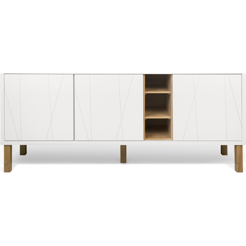 Temahome Niche Sideboard w/ Notched Doors & Oak Legs | Pure White/Oak