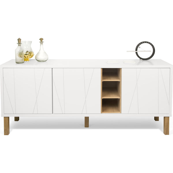 Temahome Niche Sideboard w/ Notched Doors & Oak Legs | Pure White/Oak