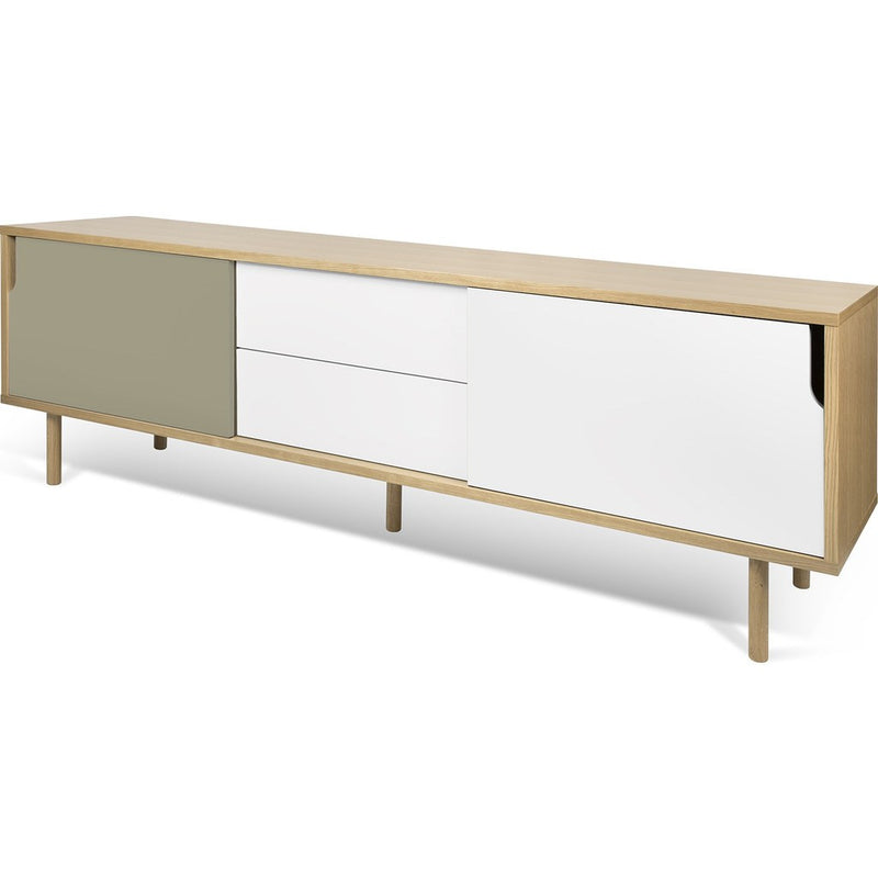 TemaHome Dann Sideboard 201 w/ Wood Legs | Oak / Pure White & Matte Grey 163082-DANN195