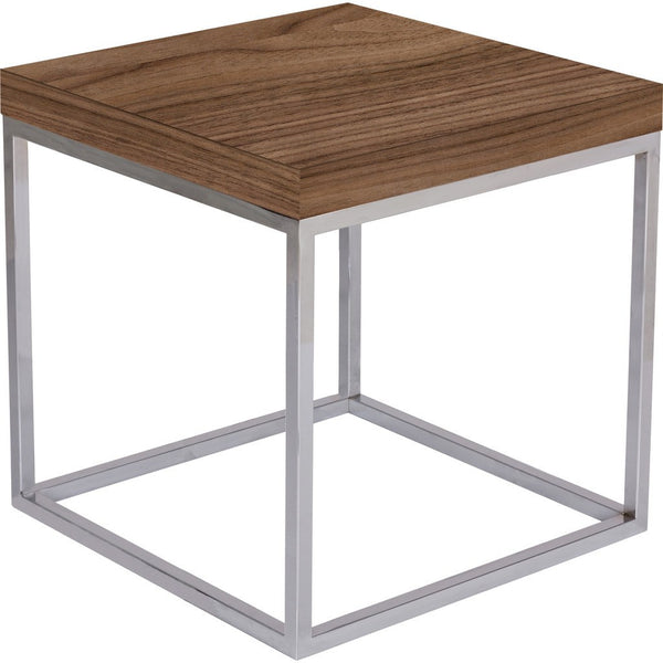 TemaHome Prairie 20X20 End Table | Walnut Top / Chrome Legs 059042-PRAIRIE20