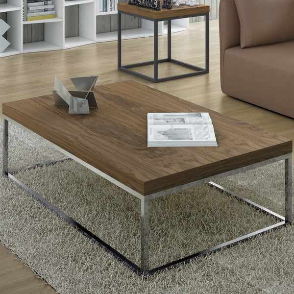 TemaHome Prairie 47X30 Coffee Table | Walnut Top / Chrome Legs 059042-PRAIRIE47