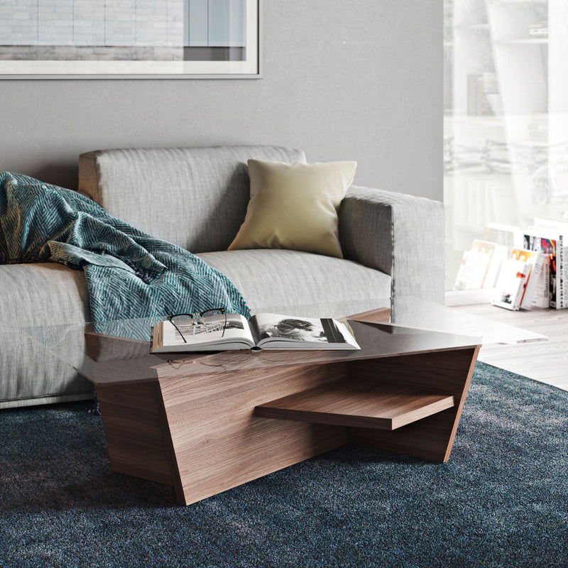 TemaHome Oliva Coffee Table | Walnut / Glass Top 9500.624469