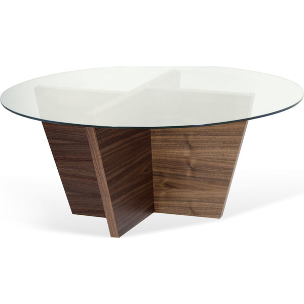 TemaHome Oliva Round Top End Table | Walnut / Glass Top 9500.624551