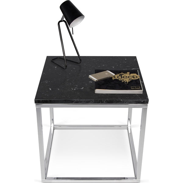 TemaHome Prairie 20X20 Marble End Table | Black Marble Top / Chrome Legs 059042-PRAIRIE20MAR