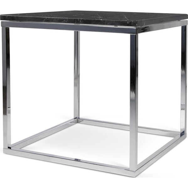 TemaHome Prairie 20X20 Marble End Table | Black Marble Top / Chrome Legs 059042-PRAIRIE20MAR