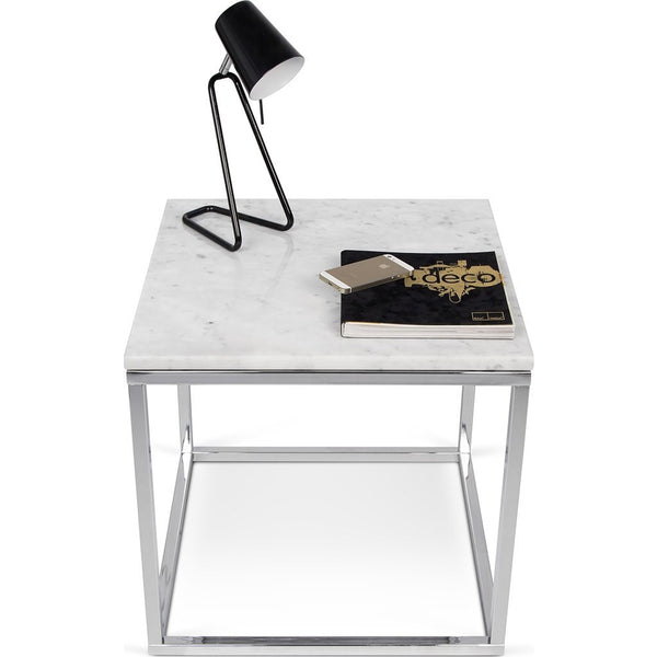 TemaHome Prairie 20X20 Marble End Table | White Marble Top/Chrome Legs 059042-PRAIRIE20MAR