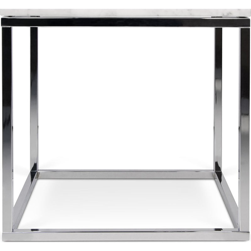 TemaHome Prairie 20X20 Marble End Table | White Marble Top/Chrome Legs 059042-PRAIRIE20MAR