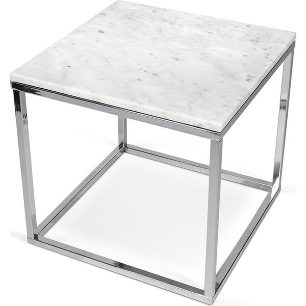 TemaHome Prairie 20X20 Marble End Table | White Marble Top/Chrome Legs 059042-PRAIRIE20MAR