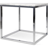 TemaHome Prairie 20X20 Marble End Table | White Marble Top/Chrome Legs 059042-PRAIRIE20MAR