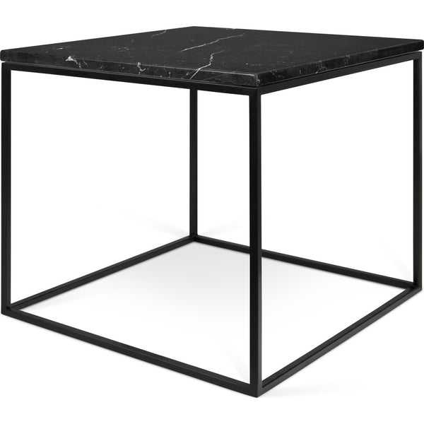 TemaHome Gleam 20x20 Marble Side Table | Black Marble / Black Lacquered Steel 187042-GLEAM20MAR