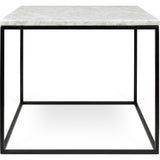 TemaHome Gleam 20x20 Marble Side Table | White Marble / Black Lacquered Steel 187042-GLEAM20MAR