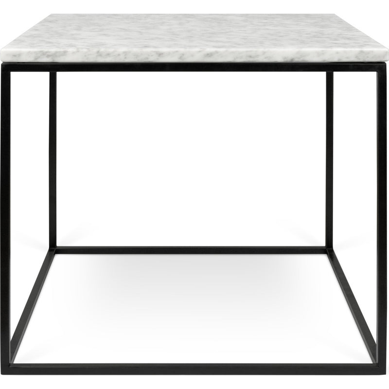 TemaHome Gleam 20x20 Marble Side Table | White Marble / Black Lacquered Steel 187042-GLEAM20MAR