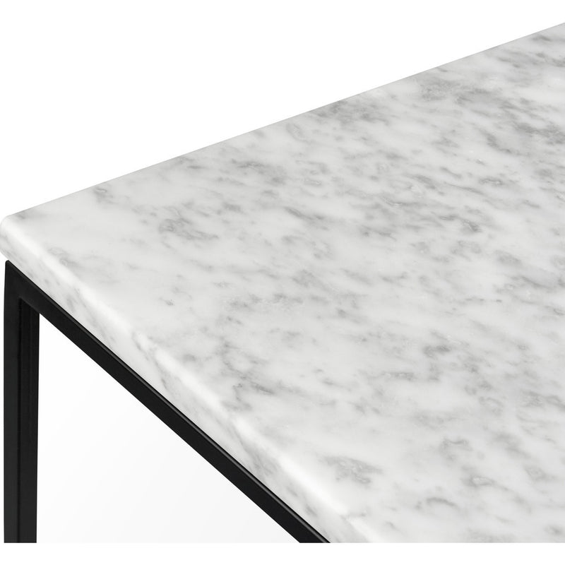 TemaHome Gleam 20x20 Marble Side Table | White Marble / Black Lacquered Steel 187042-GLEAM20MAR