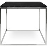 TemaHome Gleam 20x20 Marble Side Table | Black Marble / Chrome 187042-GLEAM20MAR