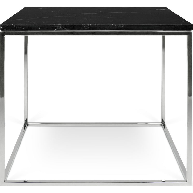 TemaHome Gleam 20x20 Marble Side Table | Black Marble / Chrome 187042-GLEAM20MAR