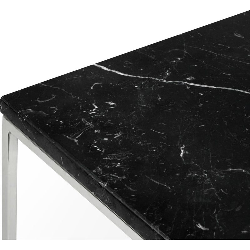 TemaHome Gleam 20x20 Marble Side Table | Black Marble / Chrome 187042-GLEAM20MAR