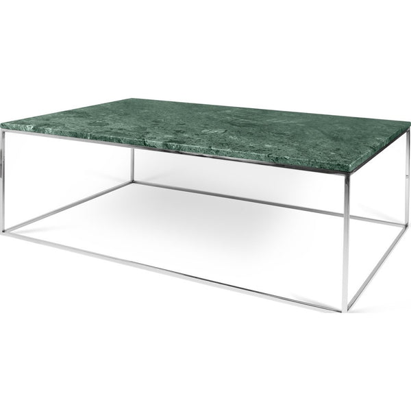 TemaHome Gleam 47x30 Marble Coffee Table | Green Marble / Chrome 187042-GLEAM47MAR